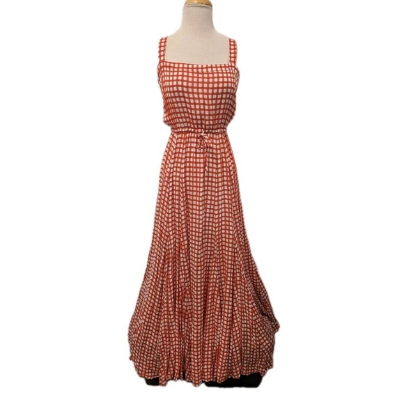 Auguste The Label Orange Gingham Paneled Maxi Dress sz 4 Prairie Cottagecore - Picture 4 of 10